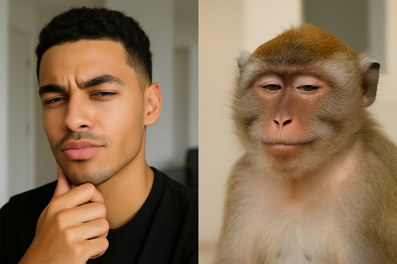 lightskin stare meme side by side with rizz monkey showing similar confident expressions - rizz monkey 