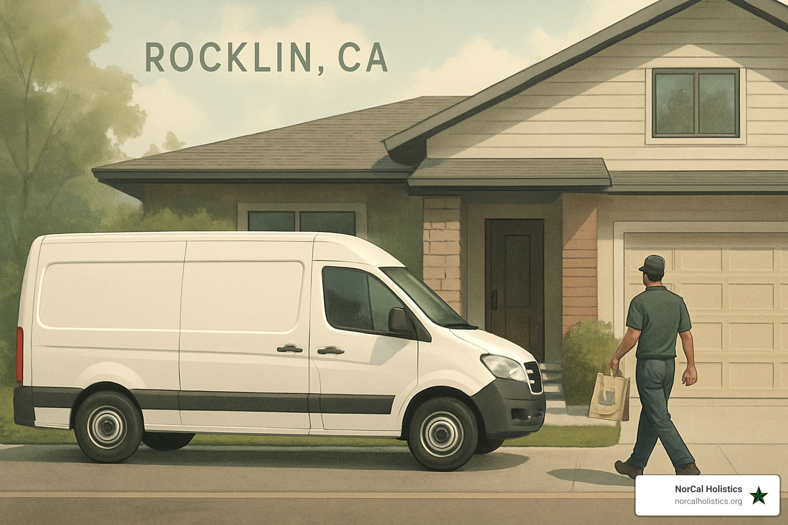Fresh flower delivery van arriving at Rocklin residence - Rocklin flower delivery