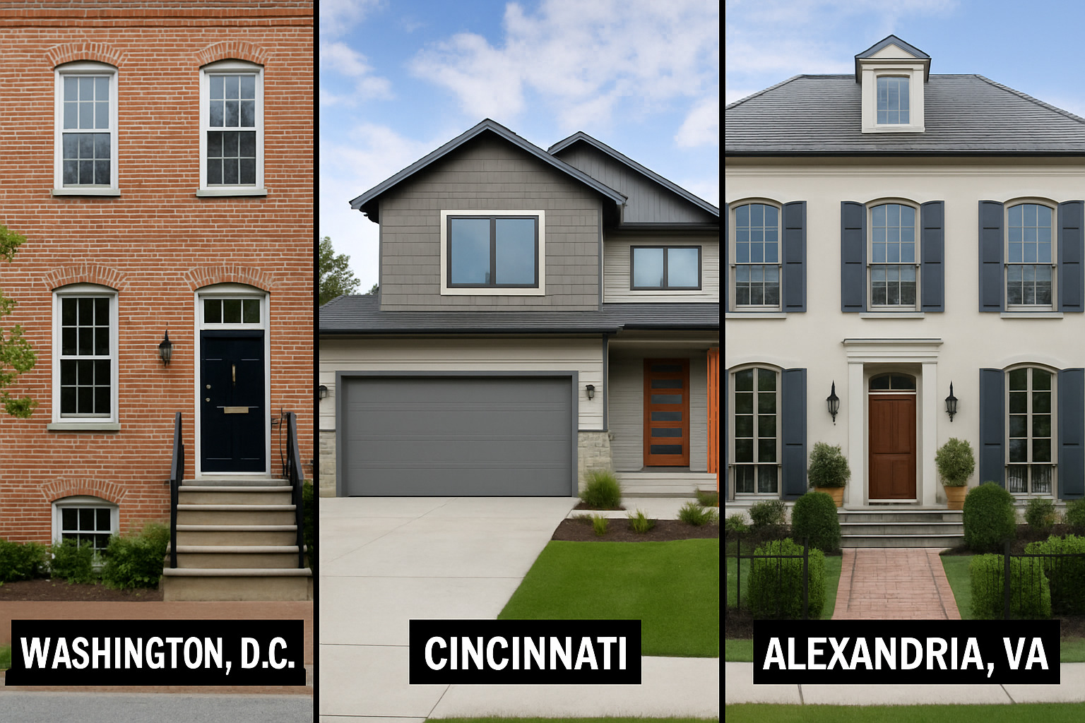 Real estate portfolio showing DC townhouse, Cincinnati home, and Alexandria property - jd vance net worth
