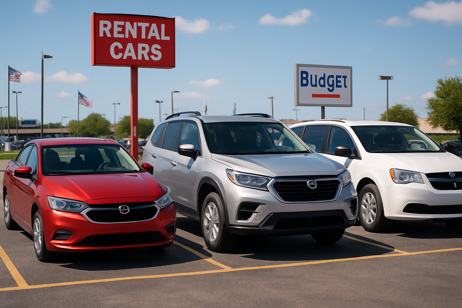 Three different vehicle classes side by side showing size and space differences - most comfortable rental car for long trip