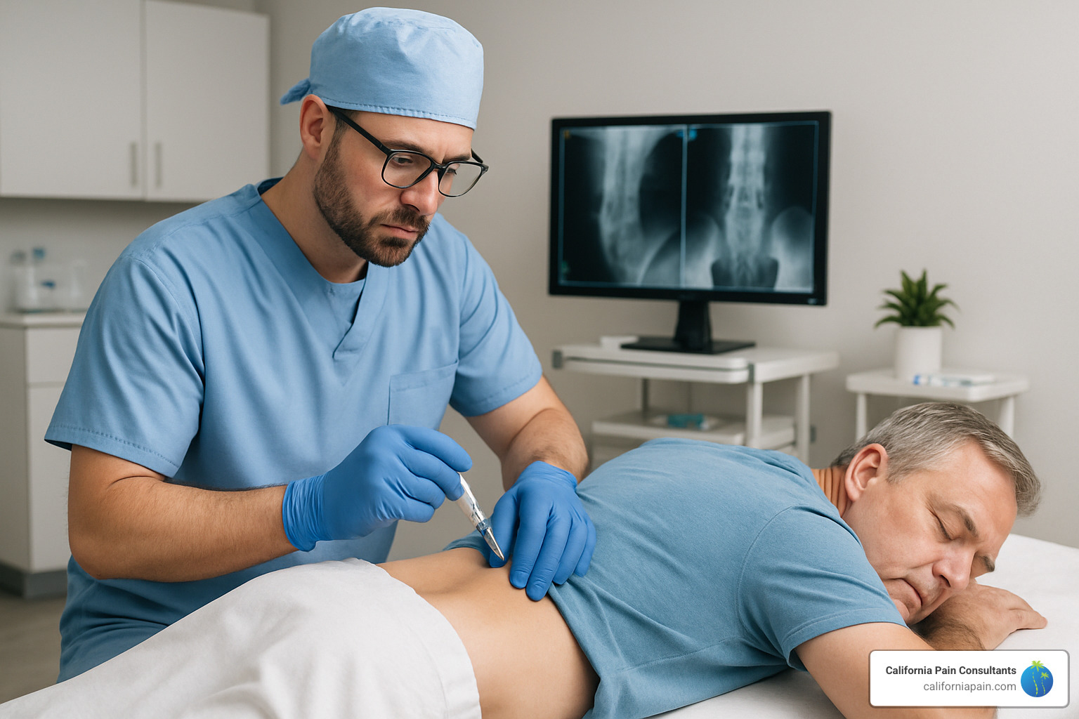 doctor performing interventional pain procedure - non opioid pain management