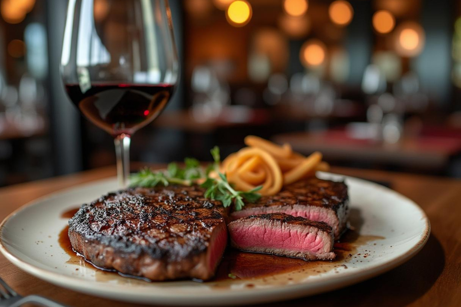 Juicy steak paired with a glass of Cabernet Sauvignon - Food and wine pairings