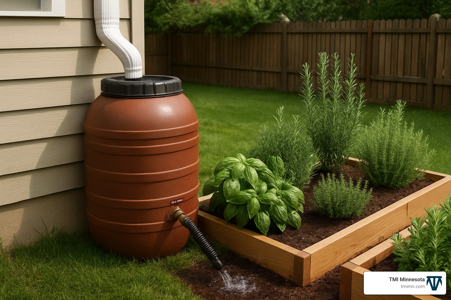 35bf818ee93386da4ebeca74c307052b0784a164 Spice Up Your Space: Herb Garden Design Ideas You'll Dig Discover easy herb garden design ideas for any space. Grow fresh flavors, save money, and boost your home with creative tips! rain barrel system feeding raised herb garden beds - herb garden design ideas