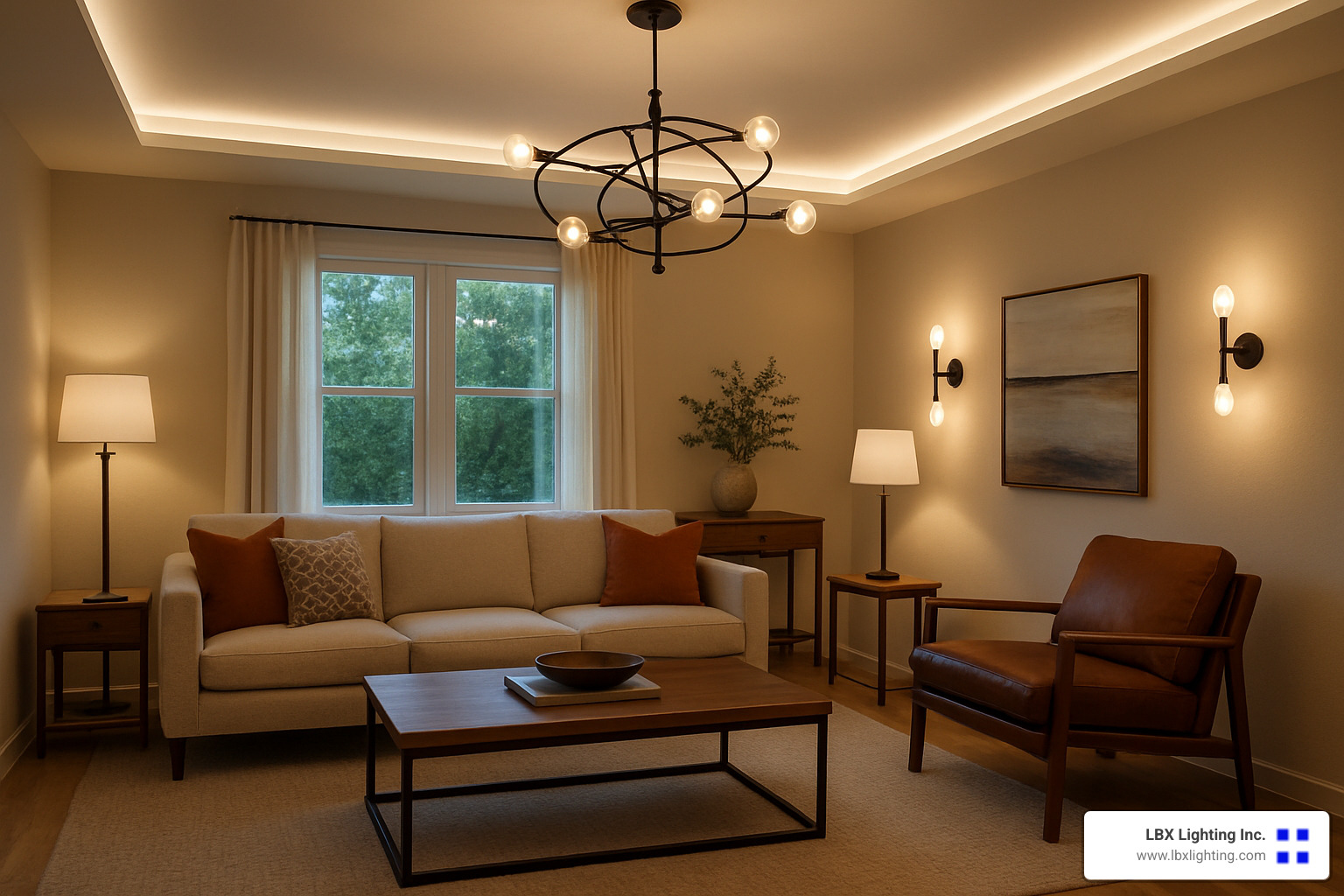 modern living room with layered lighting - living room modern light fixture