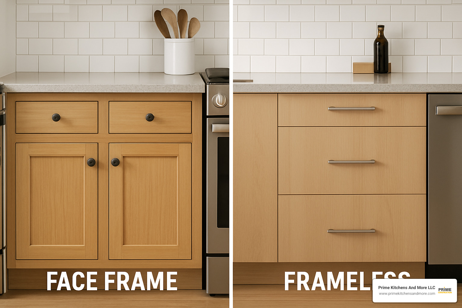 Comparison of face frame and frameless cabinet styles - building custom cabinets