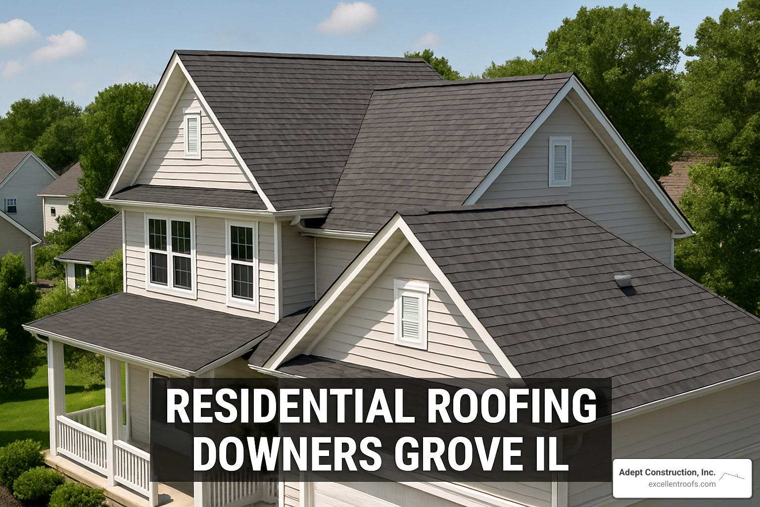 Happy homeowners signing warranty paperwork after successful roof replacement project - residential roofing downers grove il