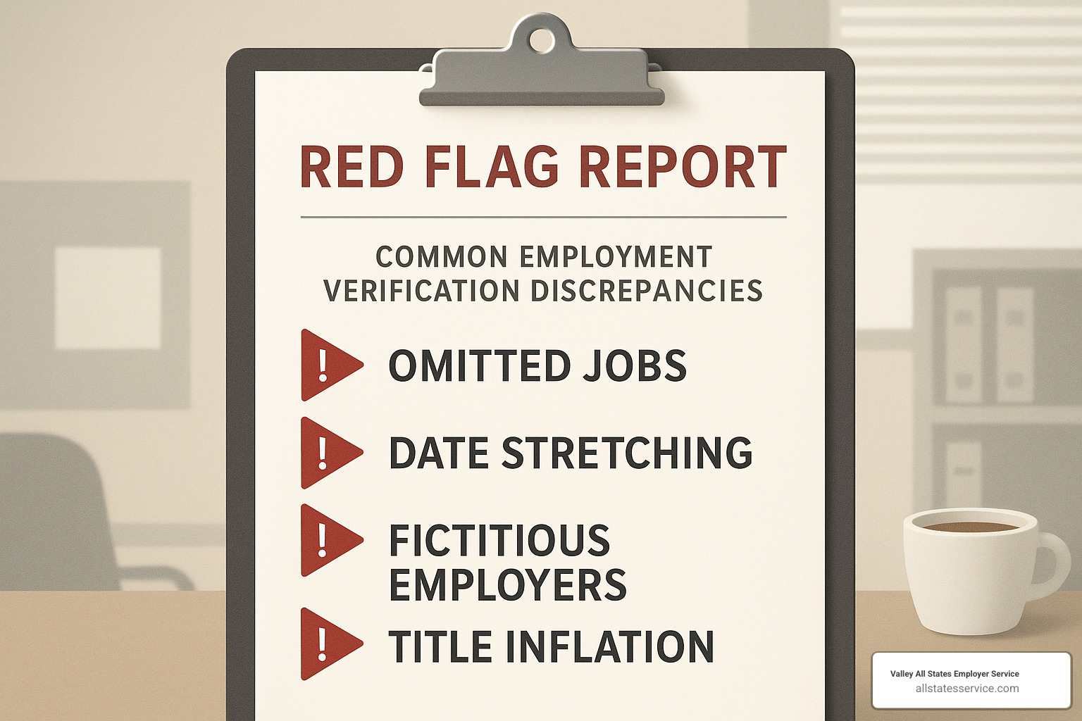 red flag report showing common employment verification discrepancies - pre employment work history verification