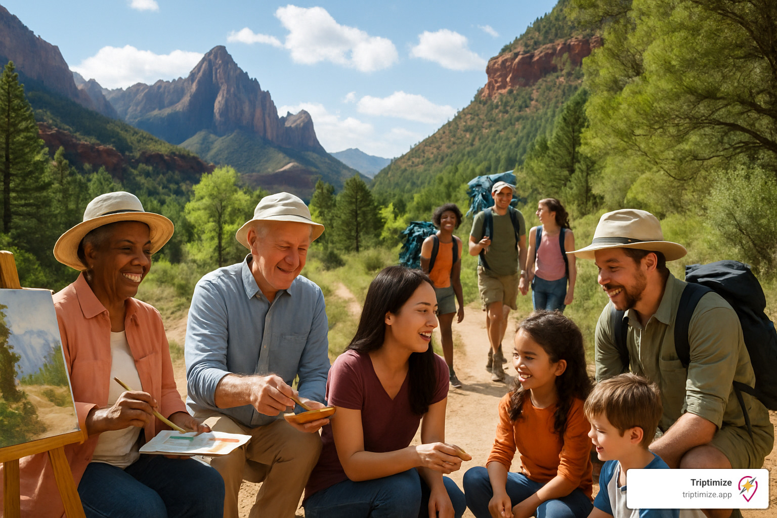 Diverse group of travelers enjoying personalized activities suited to different ages and interests - custom travel experiences