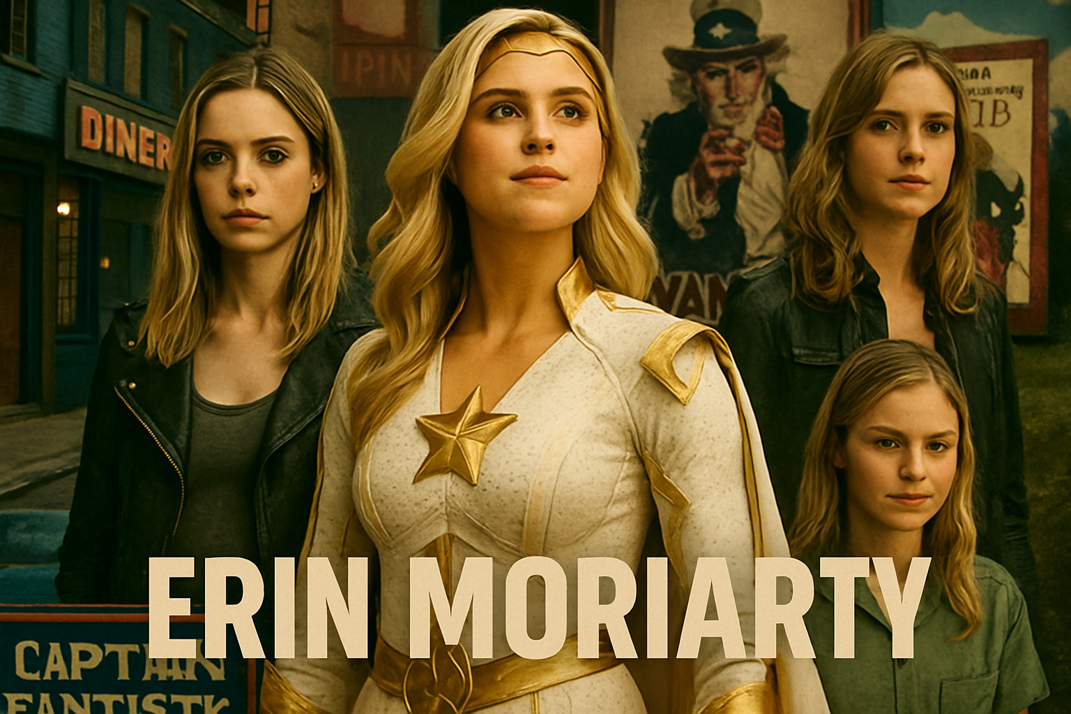 Movie montage showing Erin Moriarty's diverse filmography - erin moriarty