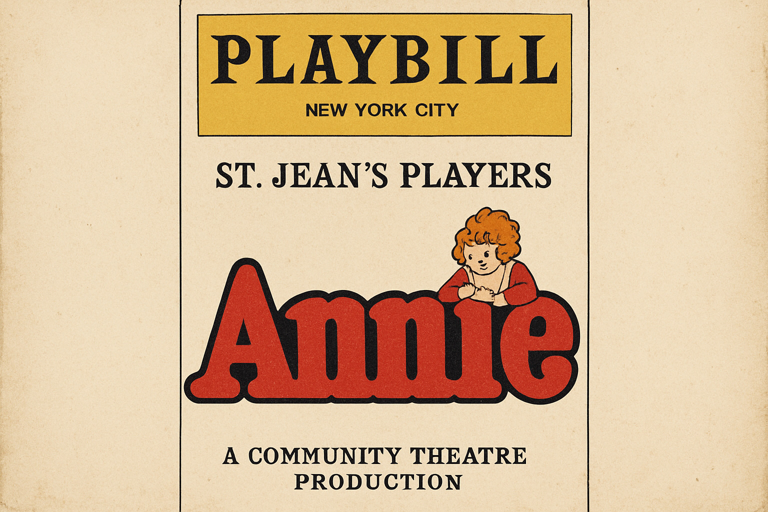 Vintage theater playbill from Annie production - erin moriarty