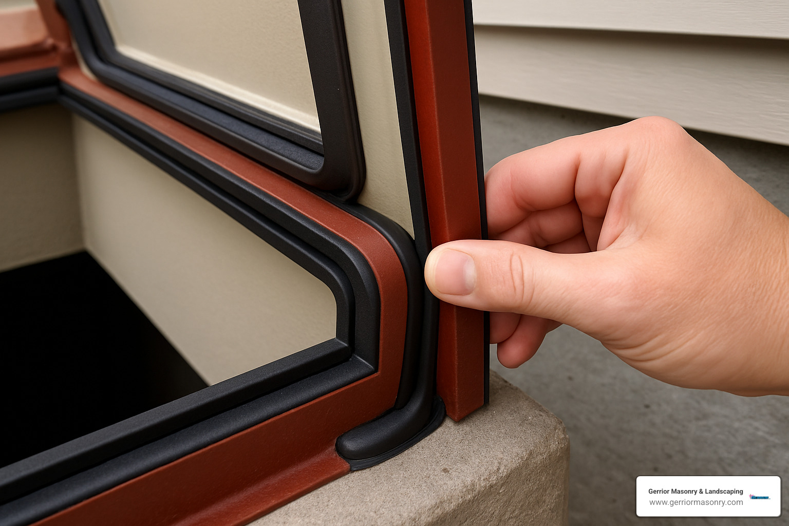 Proper weatherstripping and gasket placement around cellar door frame showing correct positioning and compression - cellar door replacement