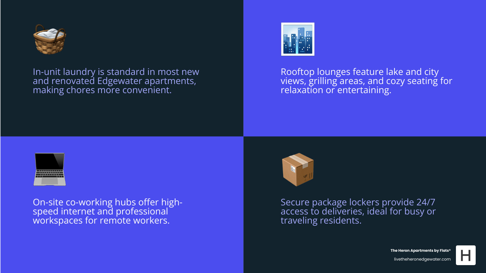 Infographic: How Ori Space-Saving Technology Works—Movable walls create multiple room configurations, furniture transforms from storage to functional pieces, smart design maximizes small spaces - apartments edgewater infographic 4_facts_emoji_blue