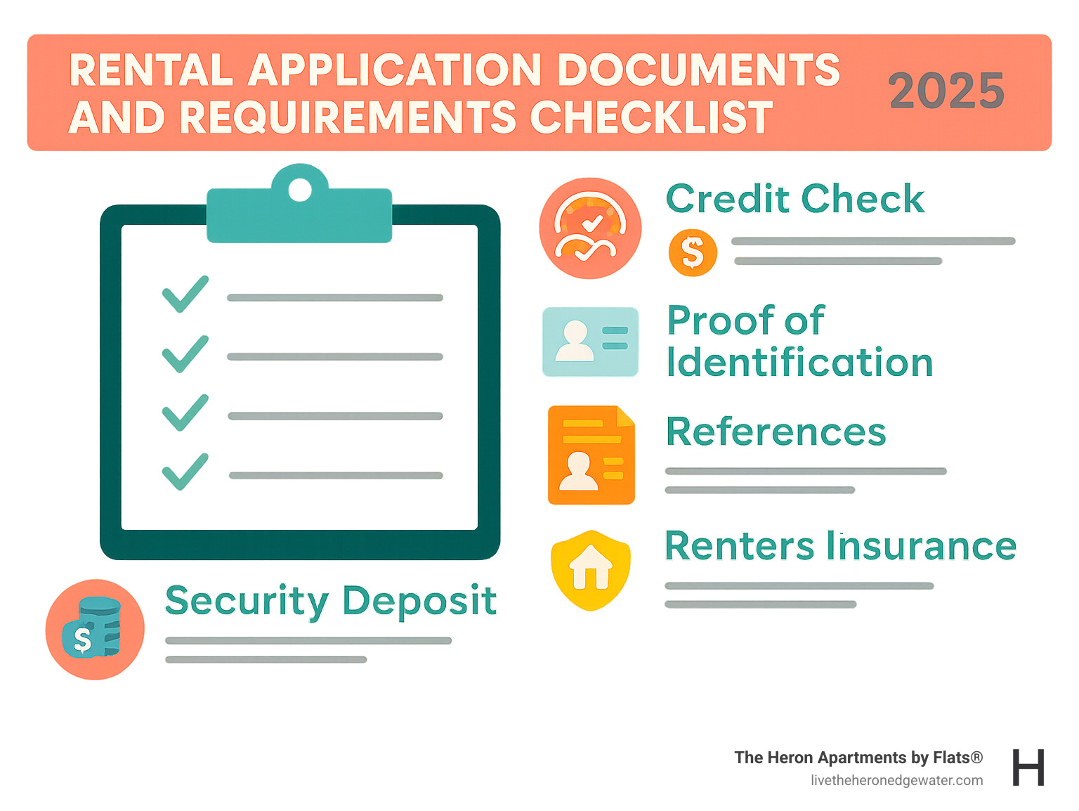 Rental application documents and requirements checklist - edgewater homes for rent infographic 