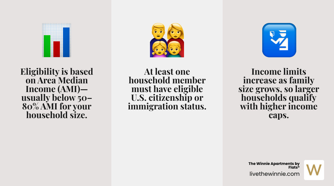Infographic explaining AMI percentiles by household size - apartments low income near me infographic 3_facts_emoji_grey