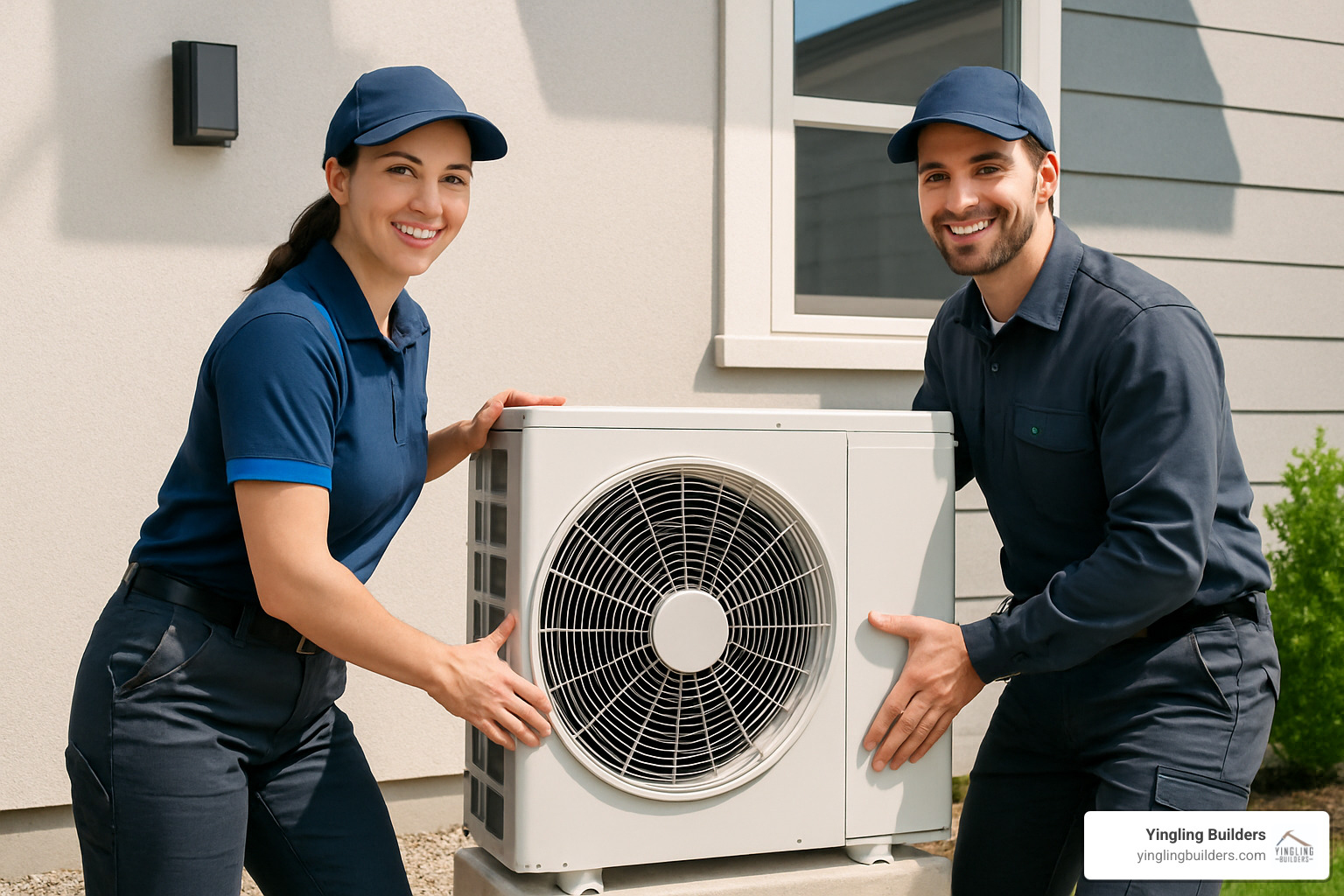 modern heat pump installation - energy efficient home heating