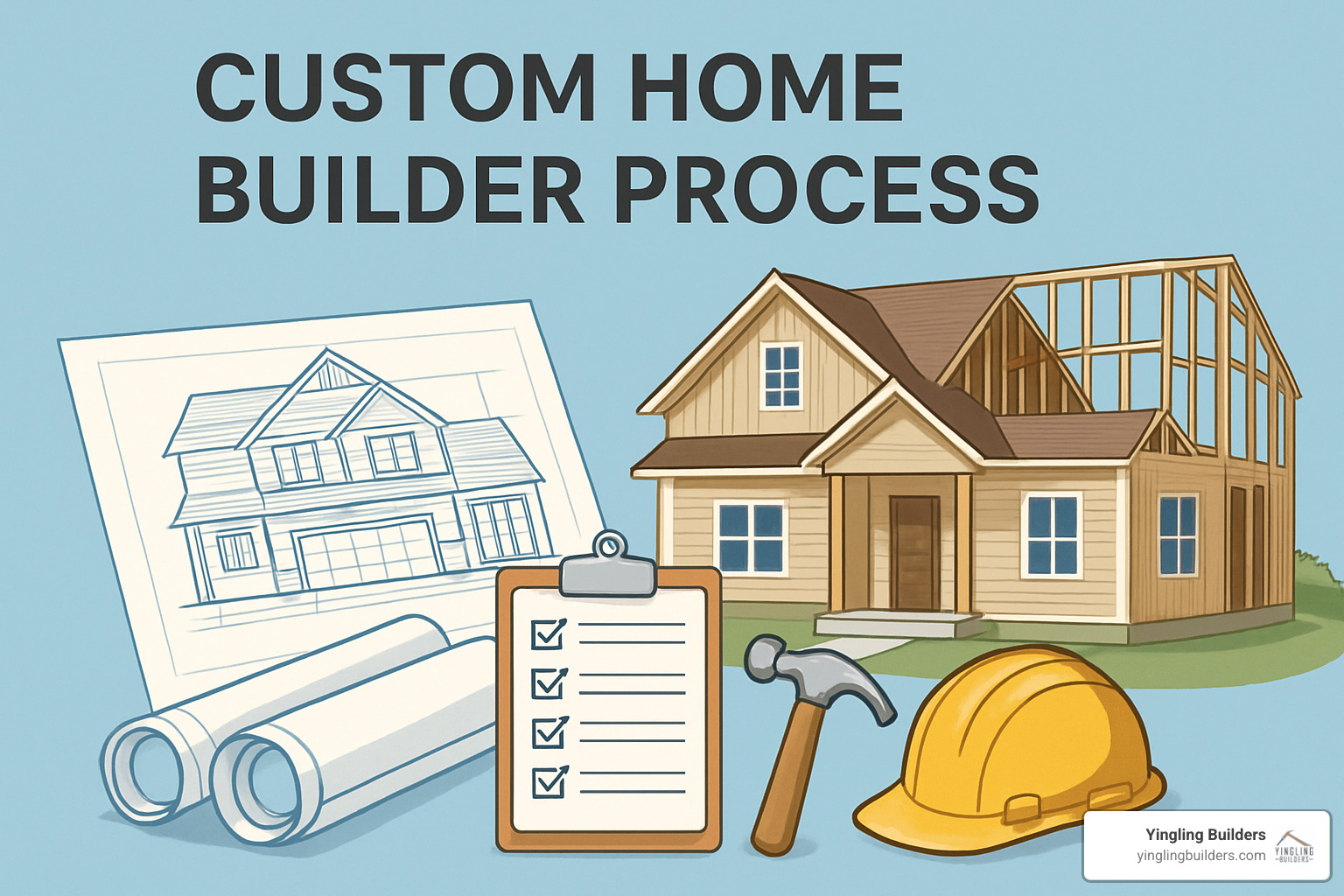 Comprehensive lot selection checklist showing topography considerations, utility access, setback requirements, and soil testing needs - custom home builder process