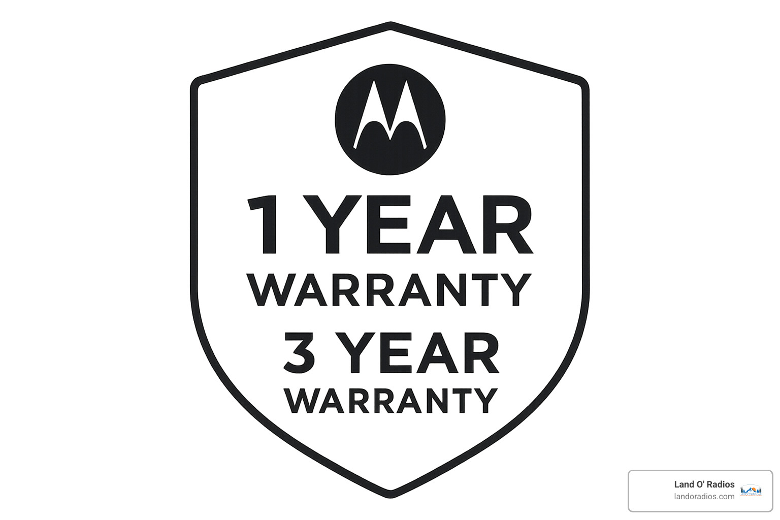 Motorola warranty badge showing coverage terms - motorola waterproof radio (ip rated)