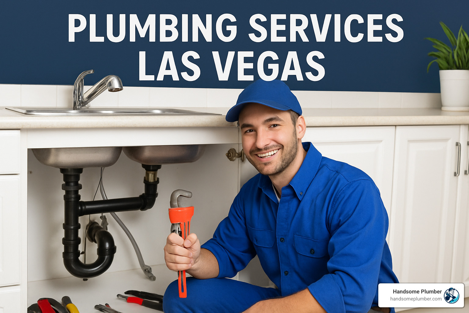 technician showing Nevada plumbing license card to customer - plumbing services Las Vegas