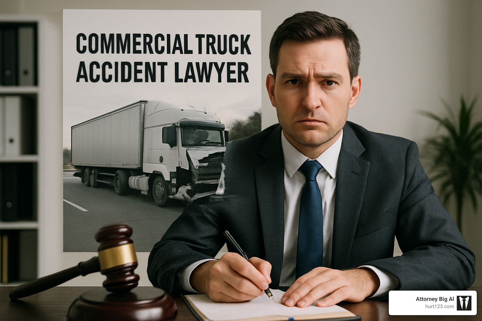 Lawyer reviewing driver logs and electronic data from commercial truck accident - commercial truck accident lawyer