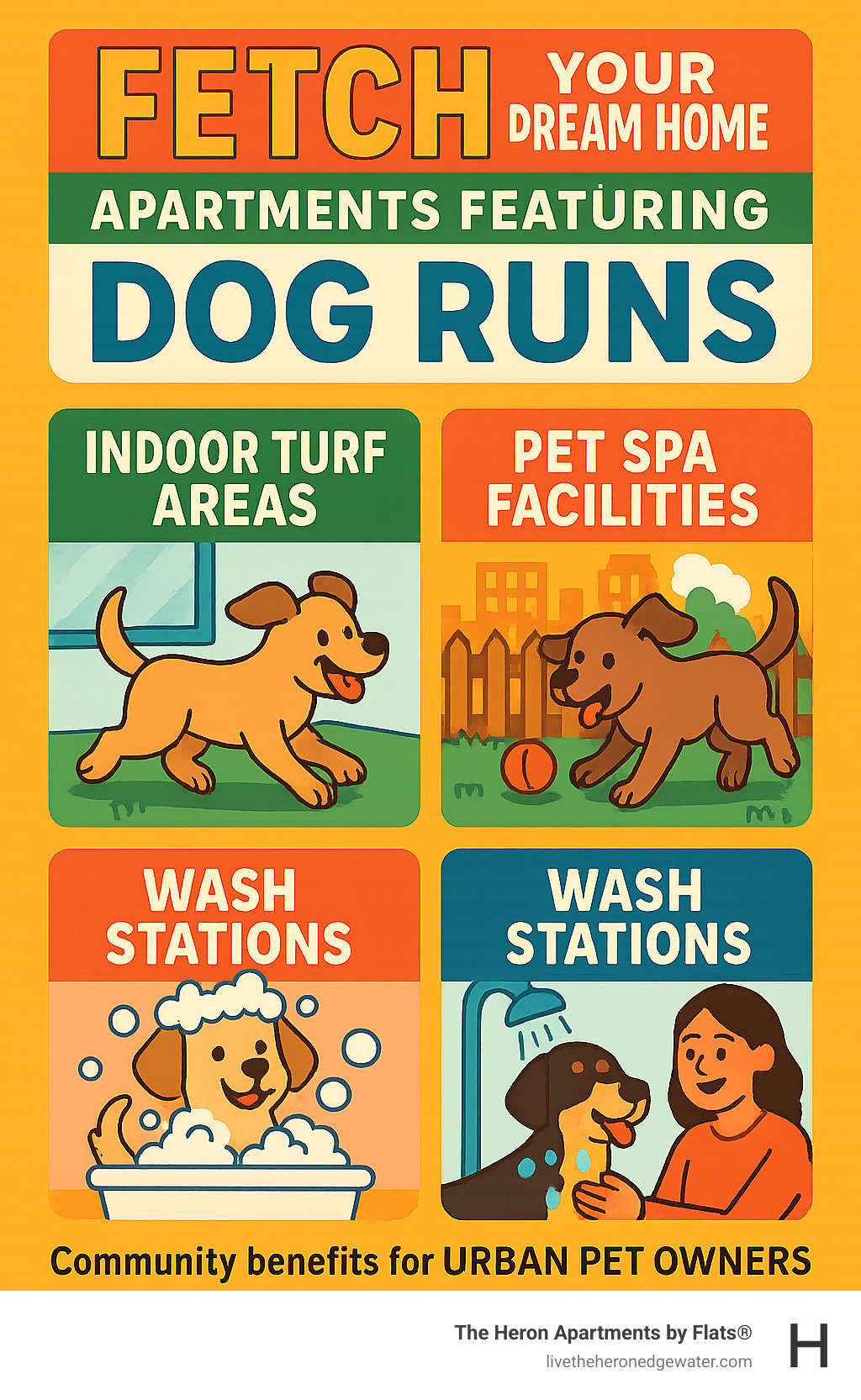 Comprehensive guide to apartment dog run amenities including indoor turf areas, outdoor fenced spaces, pet spa facilities, wash stations, and community benefits for urban pet owners - apartments with dog run infographic Comprehensive guide to apartment dog run amenities including indoor turf areas, outdoor fenced spaces, pet spa facilities, wash stations, and community benefits for urban pet owners - apartments with dog run infographic