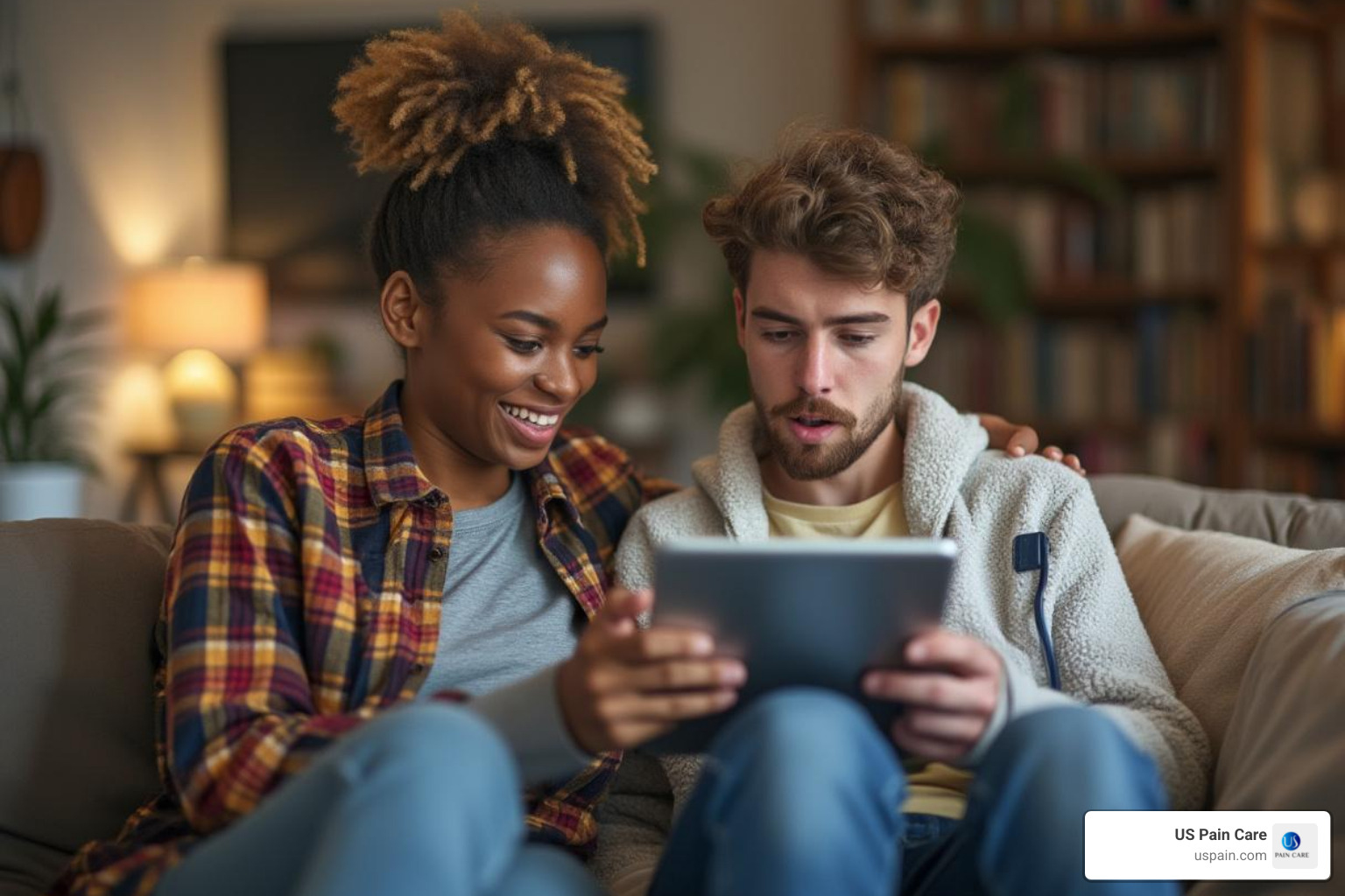 Peer coach helping a newcomer sign into online support meeting on a tablet - finding the right support network addiction recovery