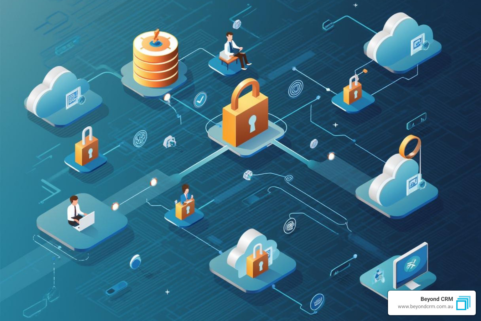 Secure data pipeline showing encrypted data transfer, access controls, and compliance monitoring throughout the migration process - CRM migration and integration