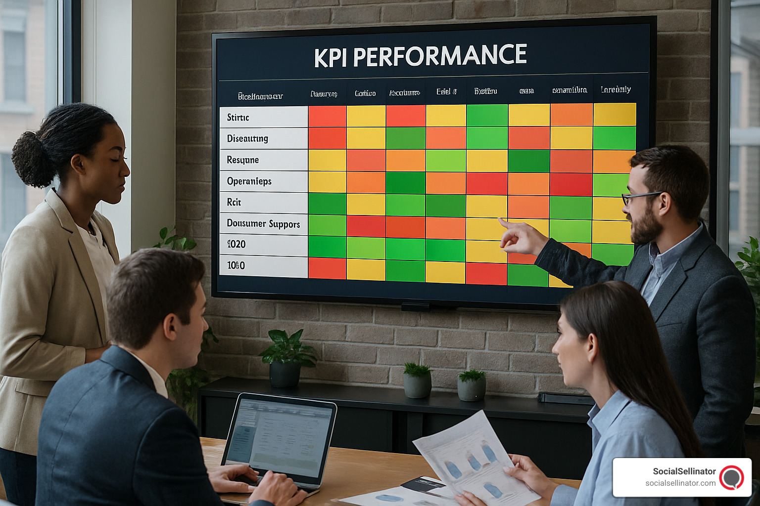 Success metrics heatmap showing KPI performance across different business areas - Analytics & Reporting