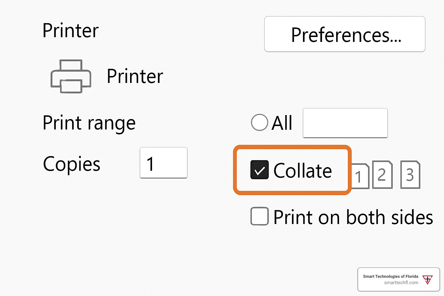 printer settings dialog showing collate option highlighted - what does the collate print option mean printer settings dialog showing collate option highlighted - what does the collate print option mean