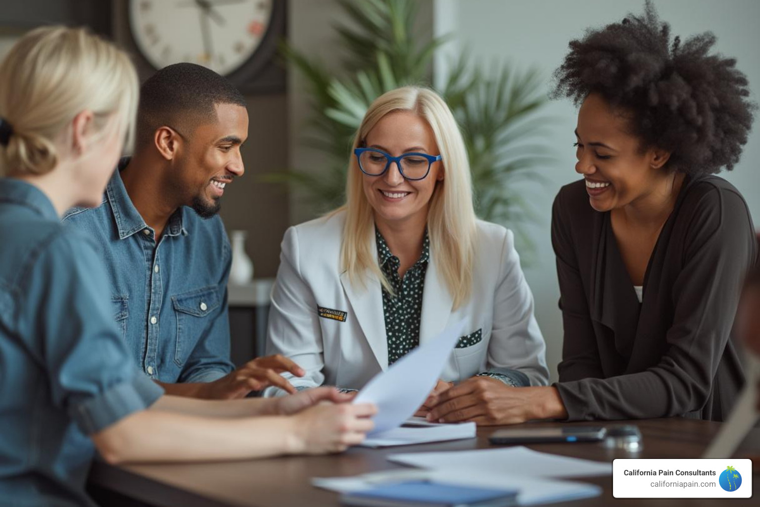 diverse pain management team collaborating - non-surgical pain relief diverse pain management team collaborating - non-surgical pain relief