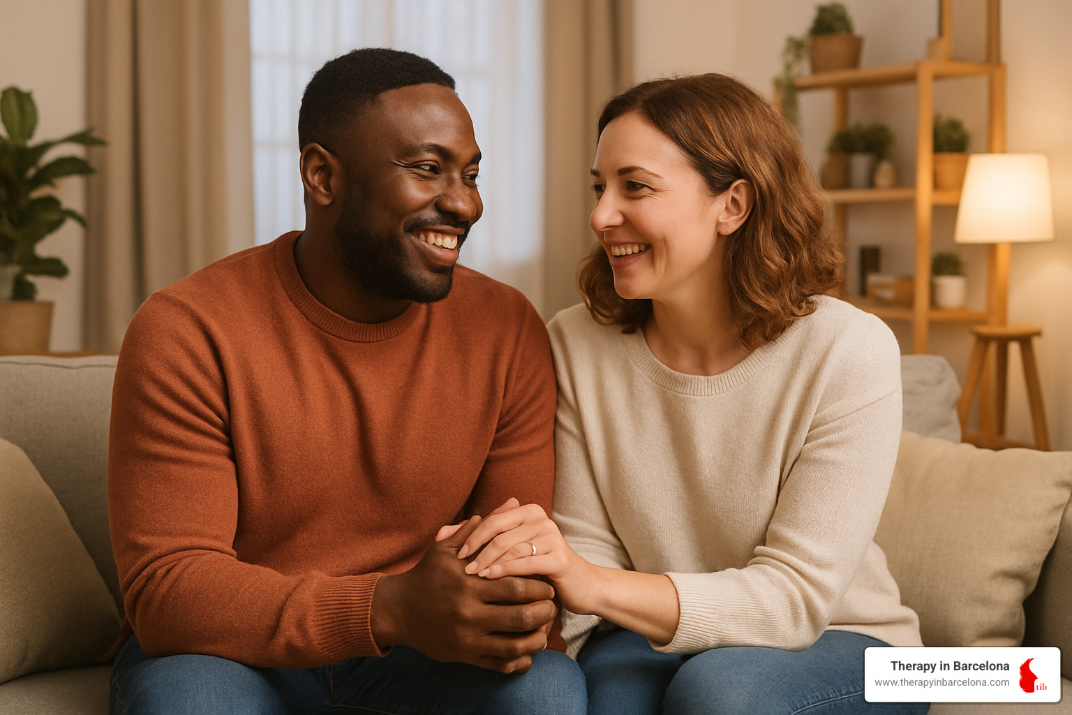 A couple showing affection and appreciation to each other - couples therapy at home ideas A couple showing affection and appreciation to each other - couples therapy at home ideas