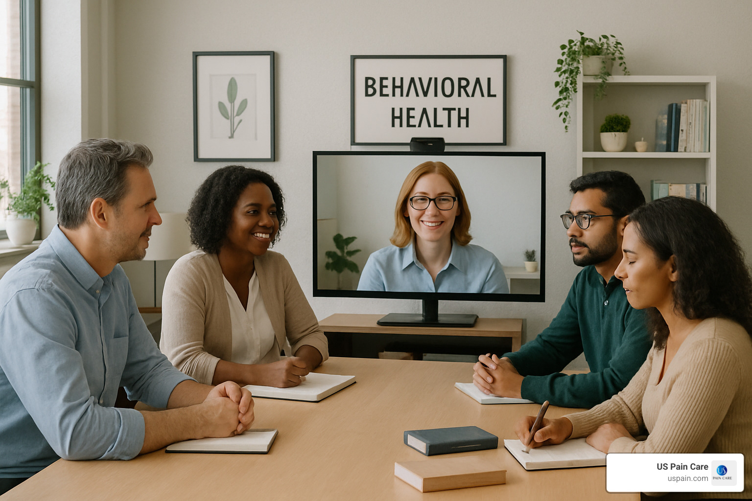 hybrid work setting showing both in-person and remote behavioral health support - behavioral health support jobs