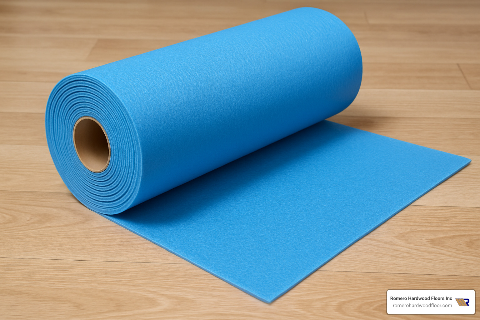 roll of blue foam underlayment - Hardwood floor underlayment options