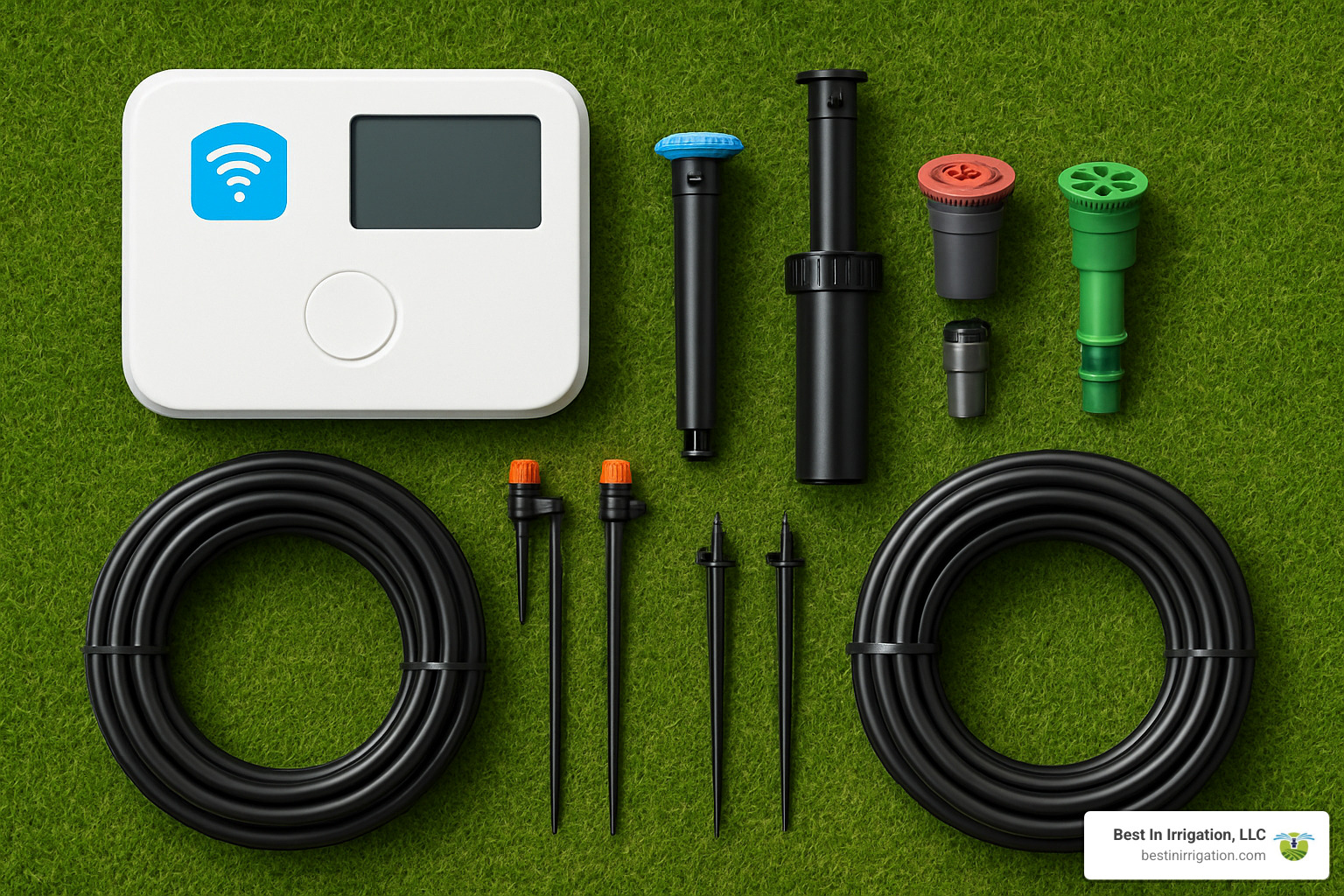 Complete irrigation kit including controller and precision sprinkler heads - best lawn sprinkler controllers