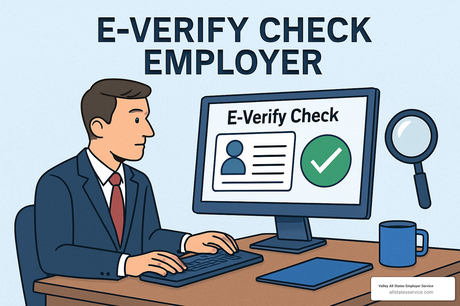 E-Verify Employer Search Tool on a laptop screen - e verify check employer