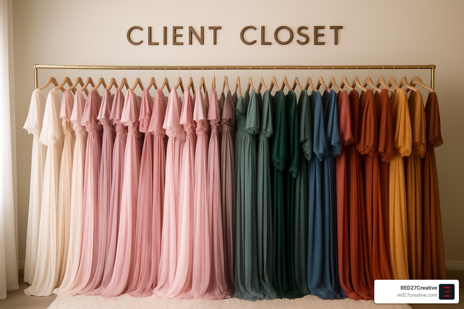 Picture Perfect Pregnancy – Maternity Photography Naperville IL • Maternity photography Naperville IL • RED27Creative Photographer's client closet with beautiful maternity gowns - Maternity photography Naperville IL