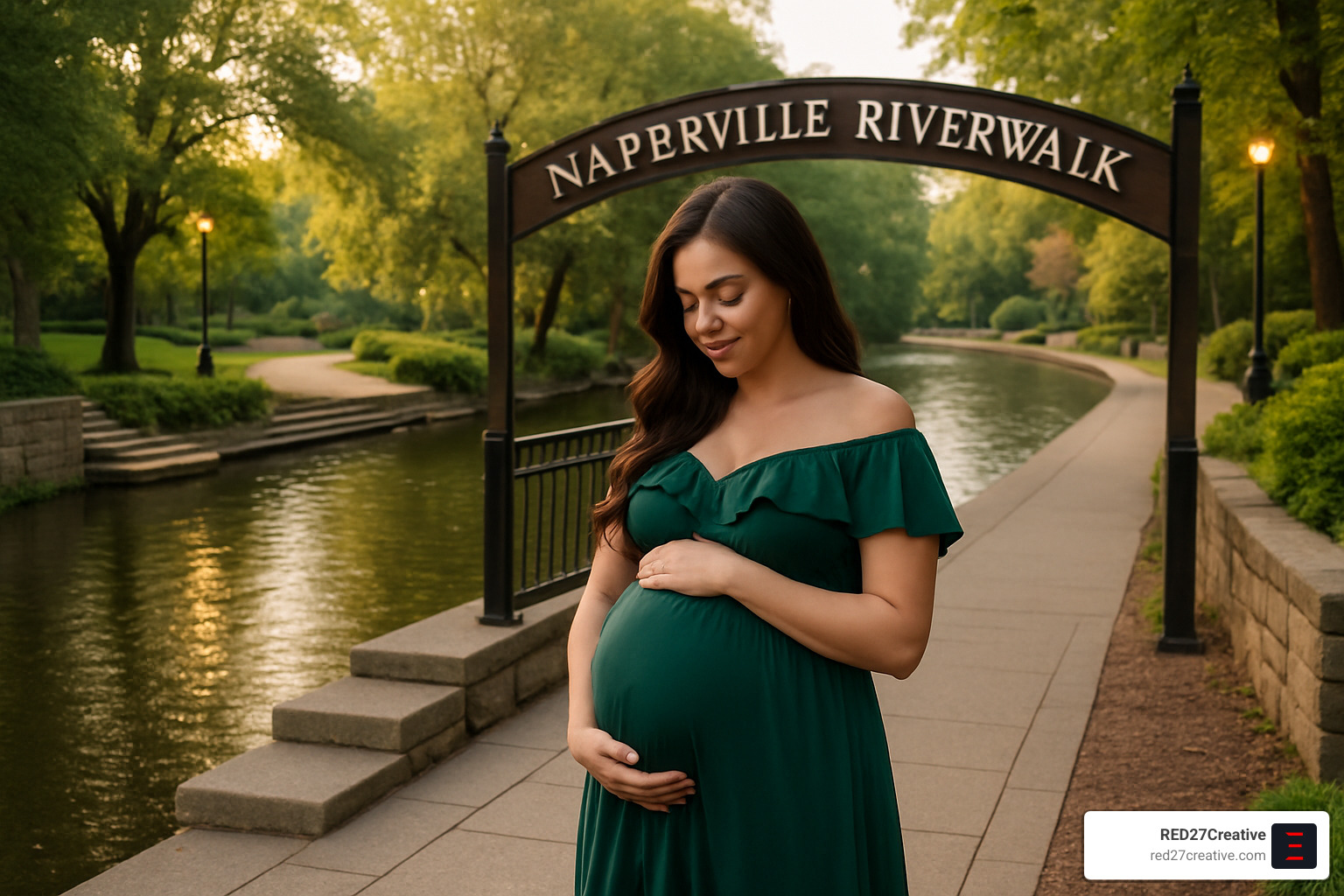 Picture Perfect Pregnancy – Maternity Photography Naperville IL • Maternity photography Naperville IL • RED27Creative Outdoor maternity photo taken at Naperville Riverwalk - Maternity photography Naperville IL