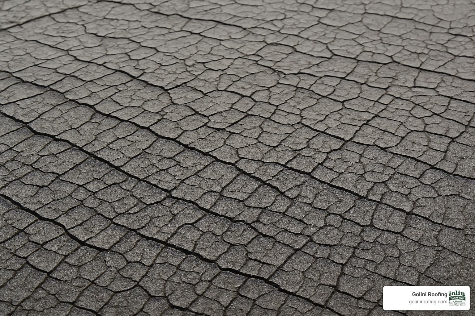 Alligatoring damage on flat roof membrane showing cracked, scaly surface pattern - Flat roof repair Winchester