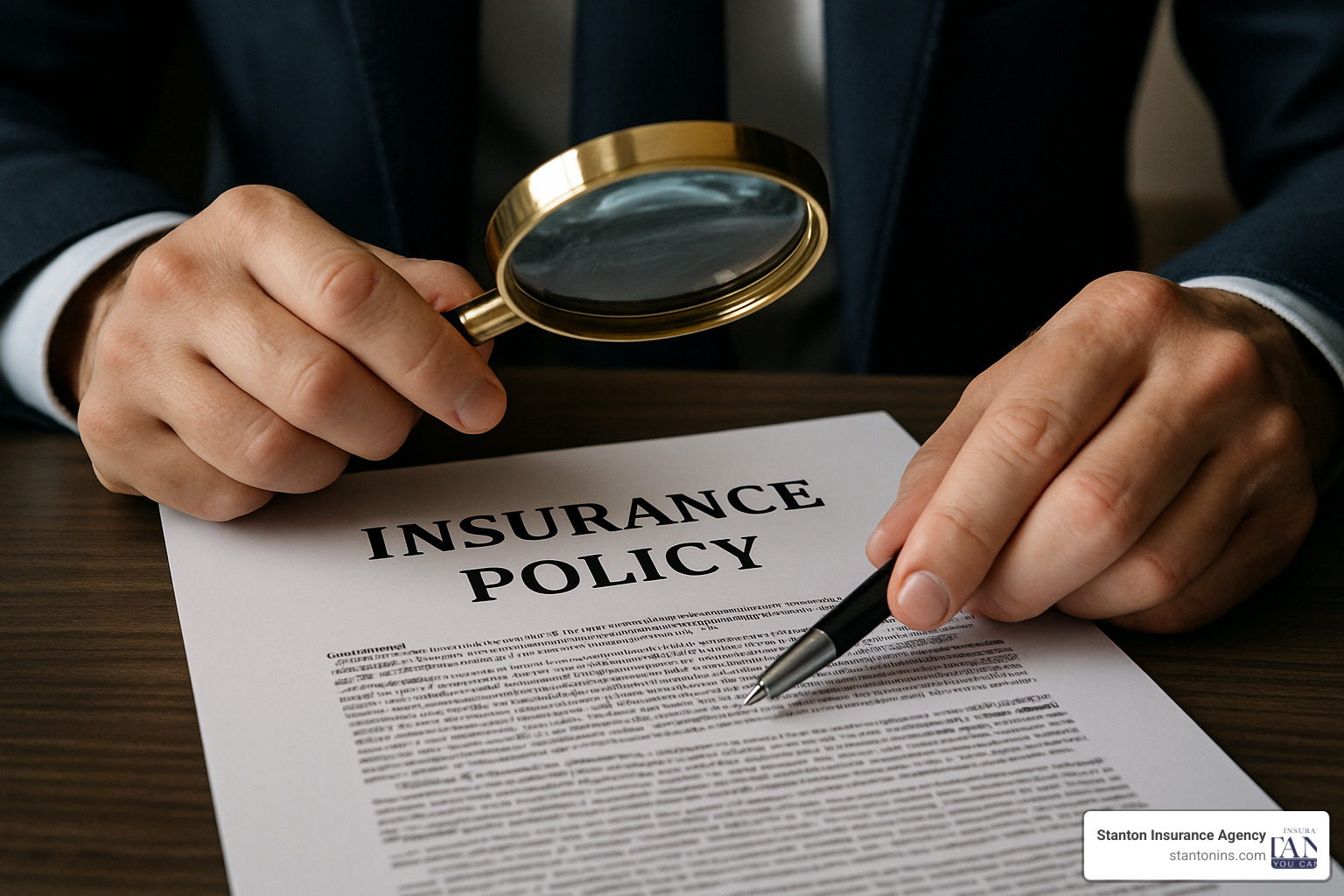 person examining insurance policy with magnifying glass - business income insurance