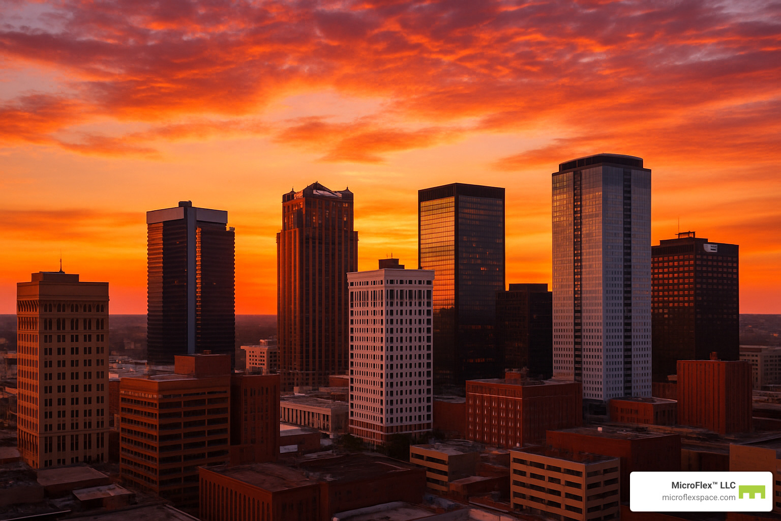 Birmingham skyline at sunset - executive suites birmingham al
