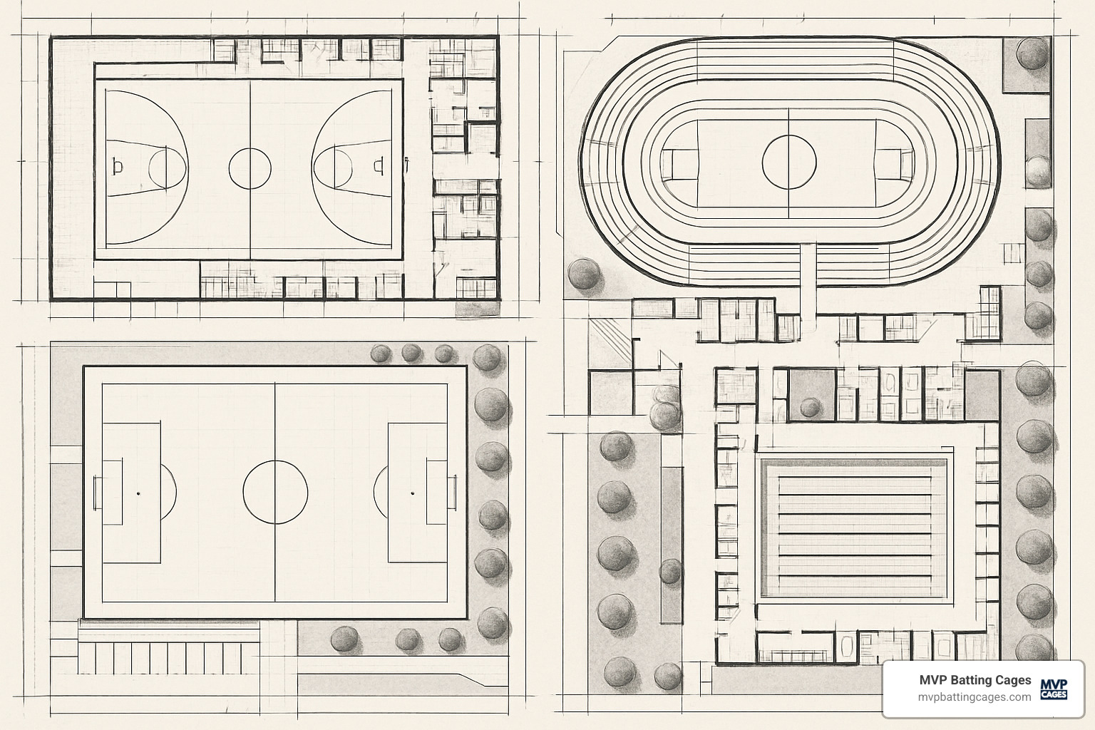 Architectural plans for a sports complex - indoor sports complex