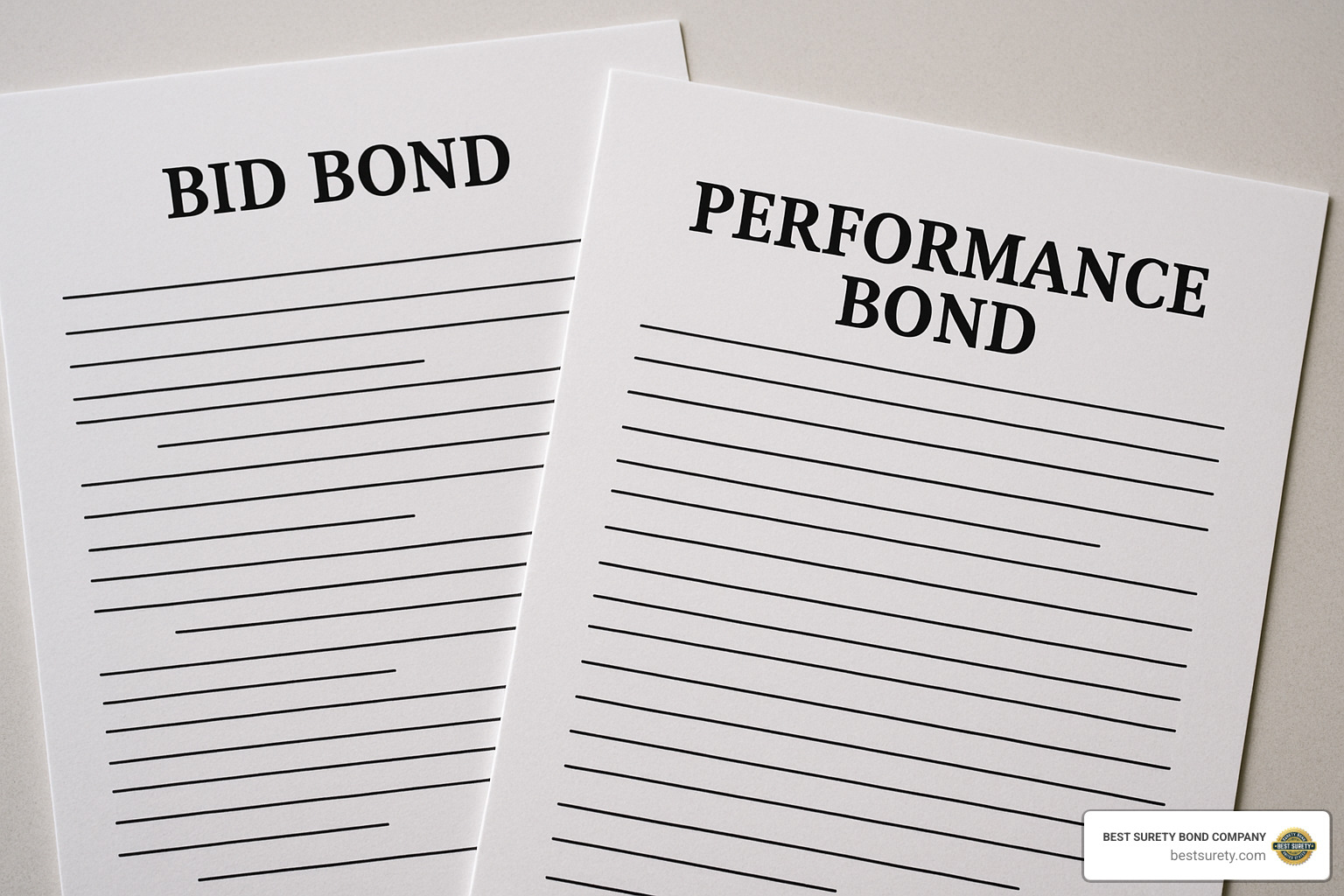 two documents labeled "Bid Bond" and "Performance Bond" showing the difference - bid bond two documents labeled "Bid Bond" and "Performance Bond" showing the difference - bid bond