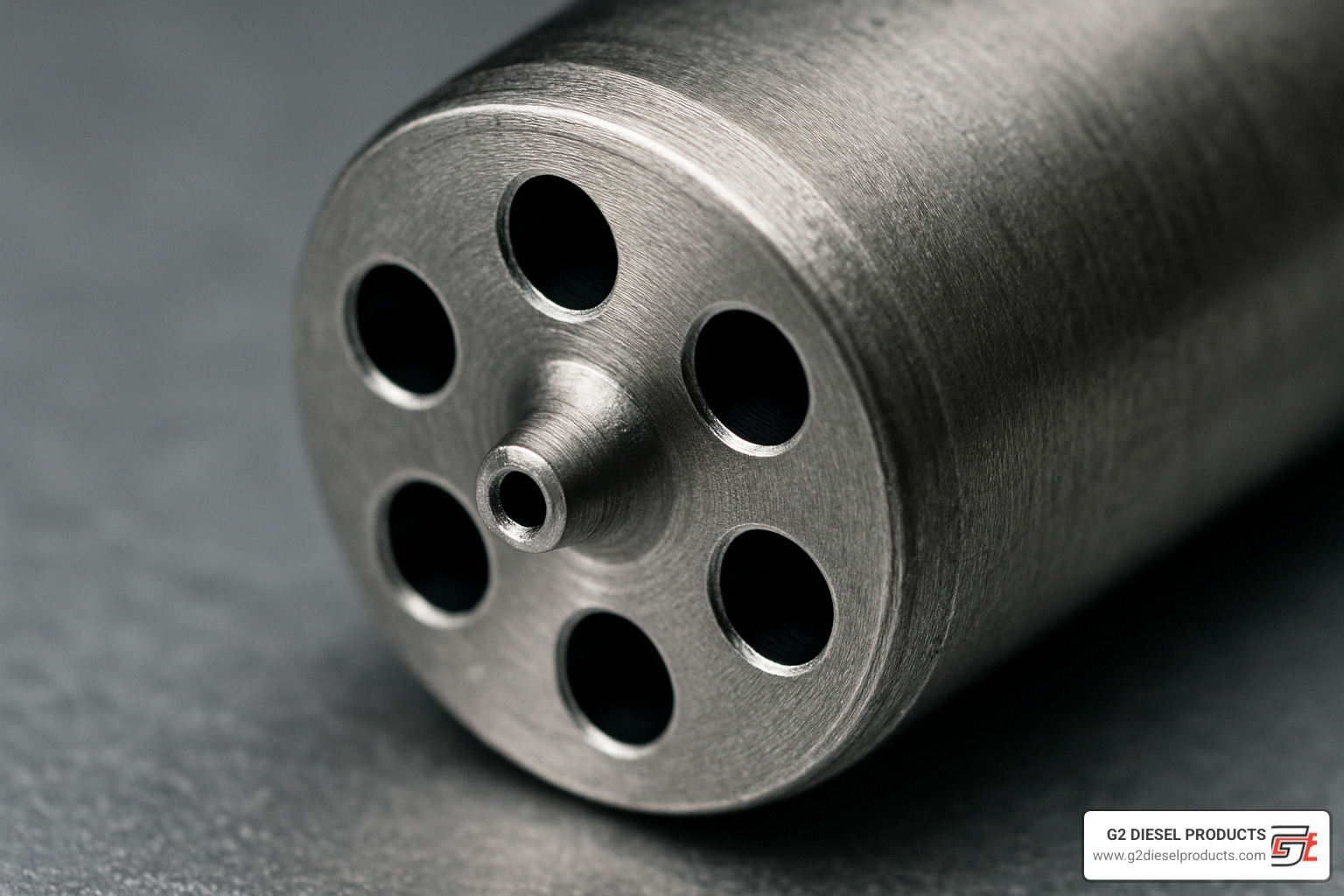 Close-up of an extrude honed nozzle tip - Performance diesel injectors