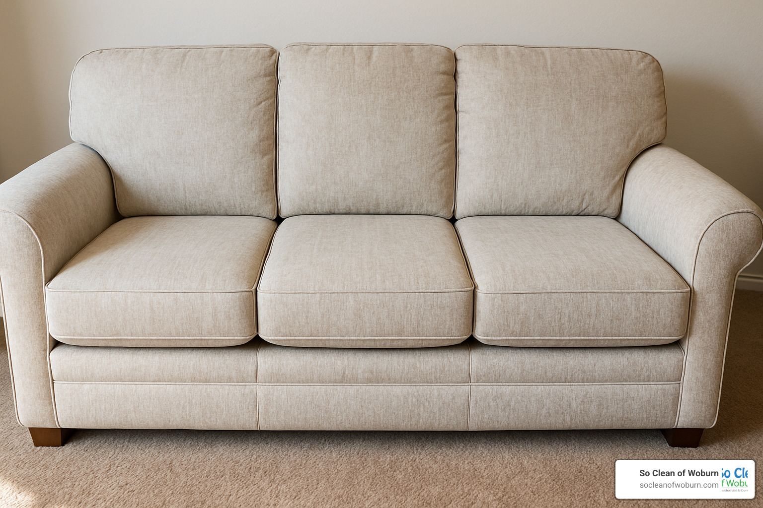 Freshly cleaned upholstery on a sofa - carpet cleaner near me