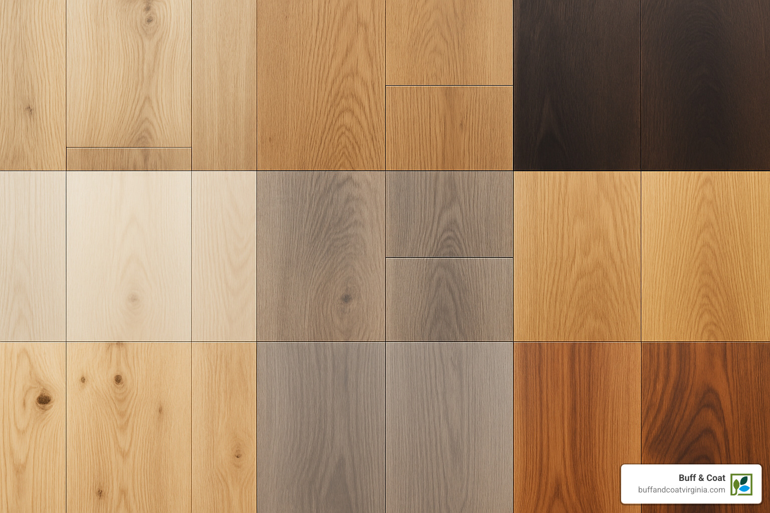 Various engineered wood samples showing different species and finishes - engineered wood flooring cost per square metre