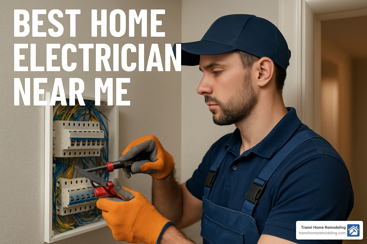 Homeowner reviewing an electrician's credentials on a tablet - best home electrician near me