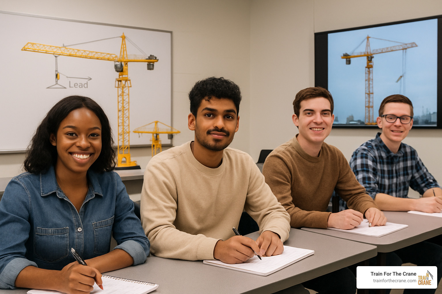diverse group of students in crane training classroom - mobile crane operator training diverse group of students in crane training classroom - mobile crane operator training