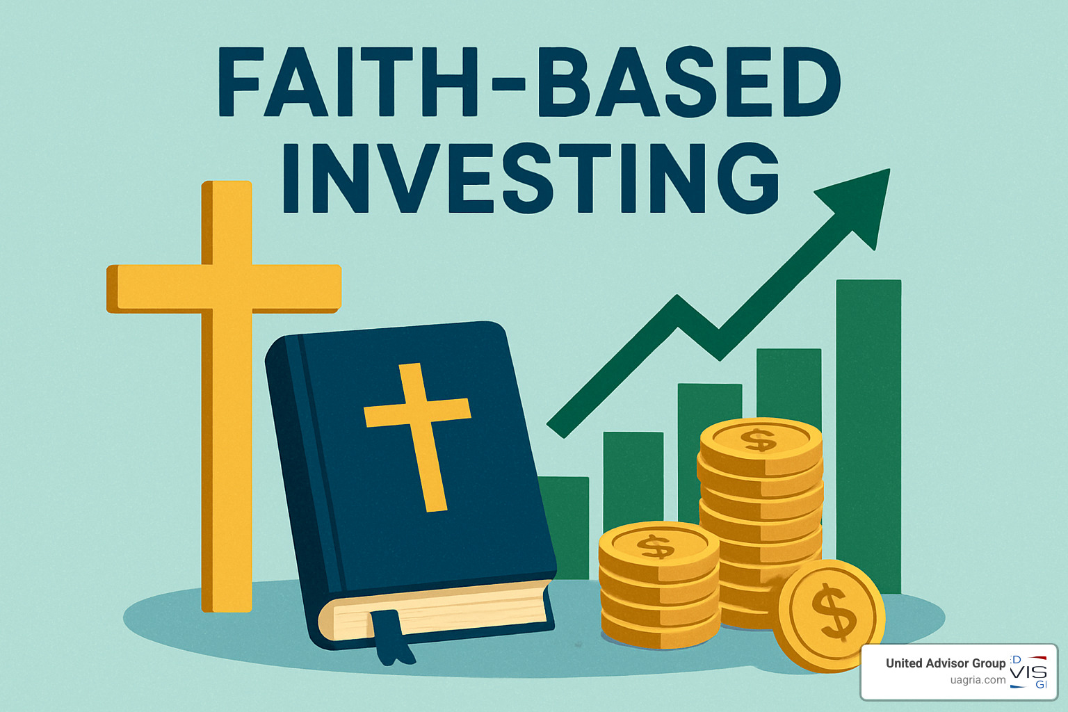 A magnifying glass examining a detailed list of company names and ticker symbols, with some highlighted in green (approved) and others marked with red X's (excluded), representing the screening process in faith-based investing - faith based investing