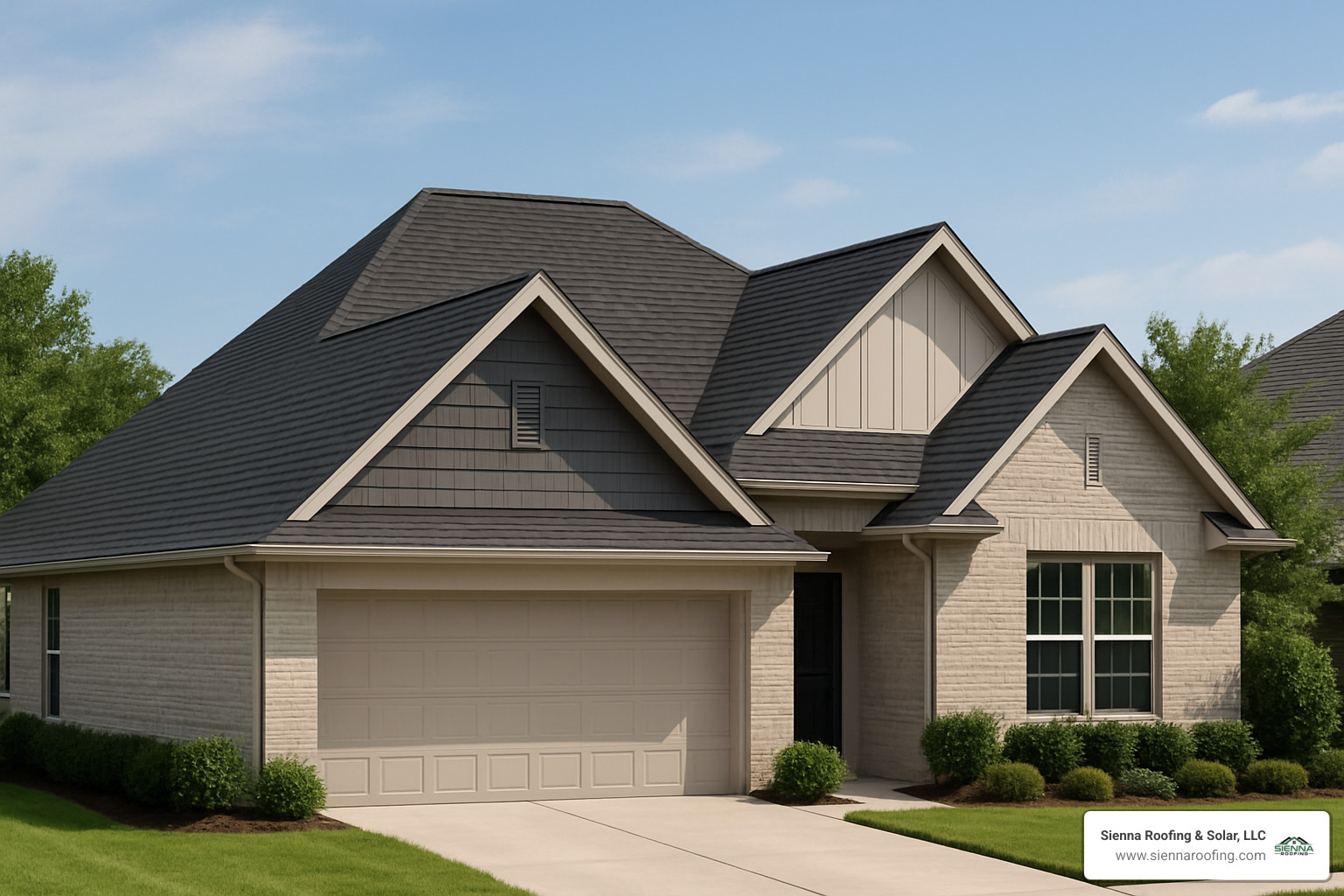 Modern, aesthetically pleasing roof on a Sugar Land home - roof installation sugar land