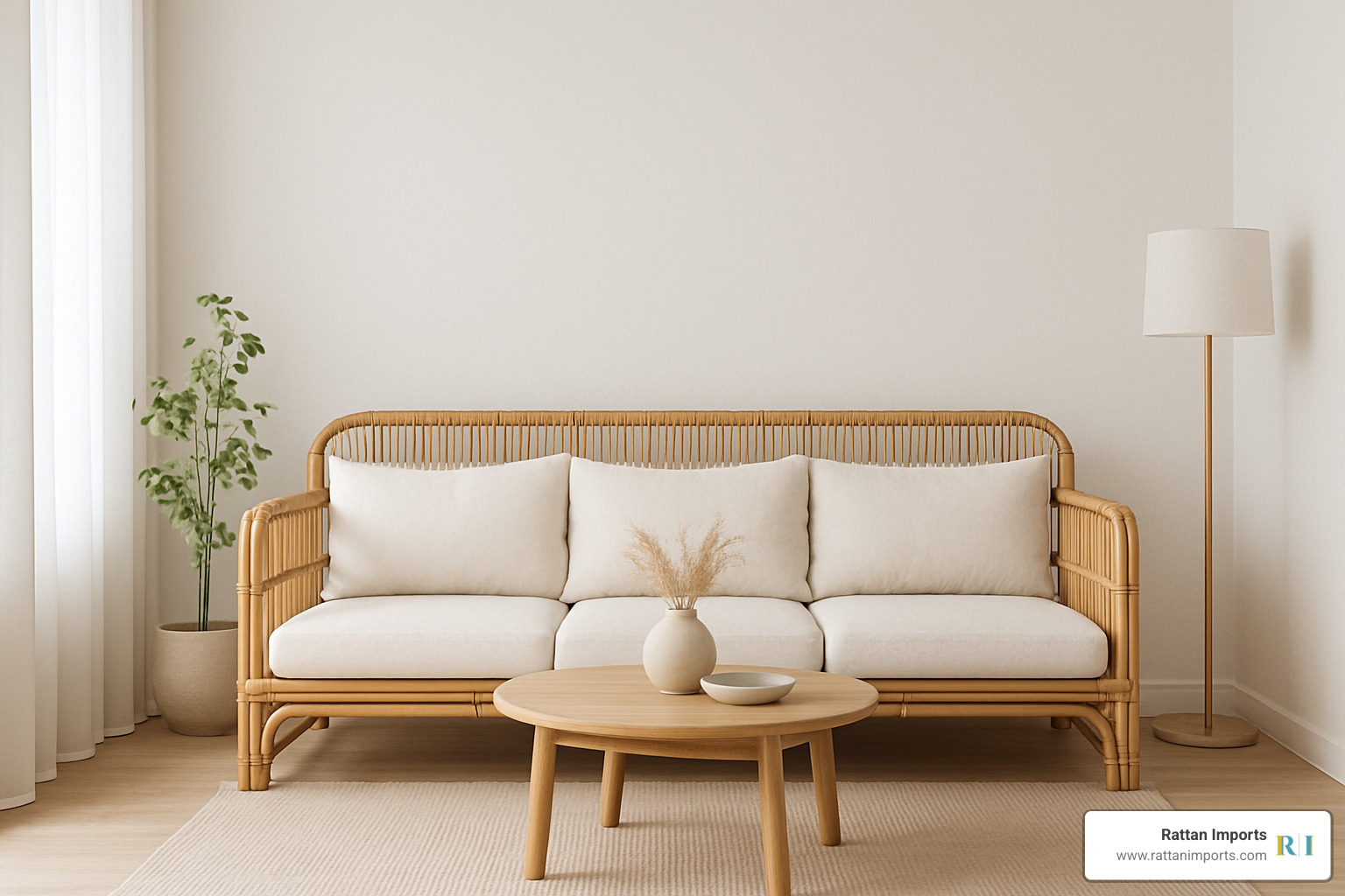 rattan sofa in minimalist modern living room - rattan sofa