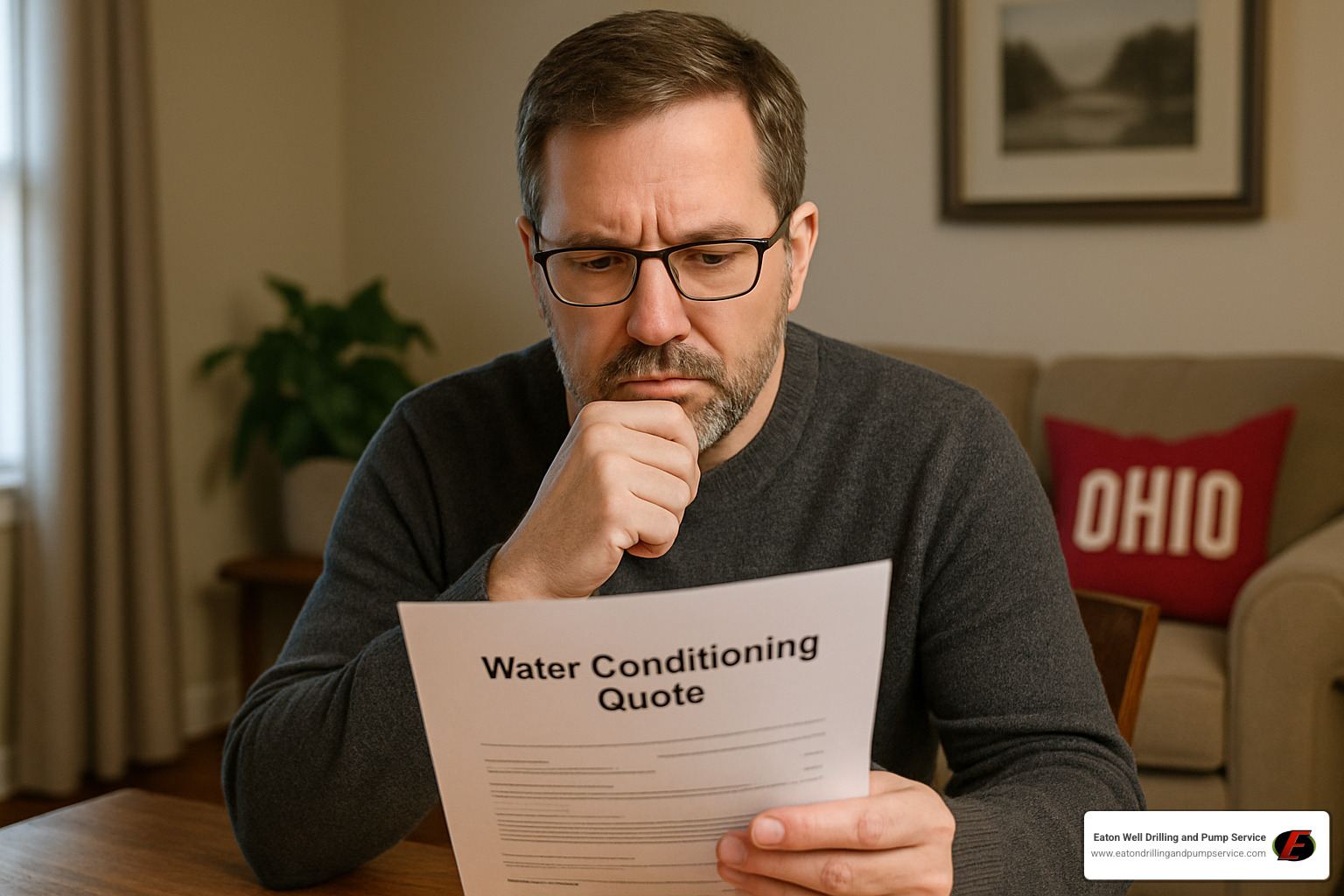 homeowner reviewing a water conditioning quote - water conditioning ohio